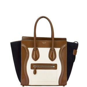Celine Luggage Micro Shopper Leather Suede Handbag